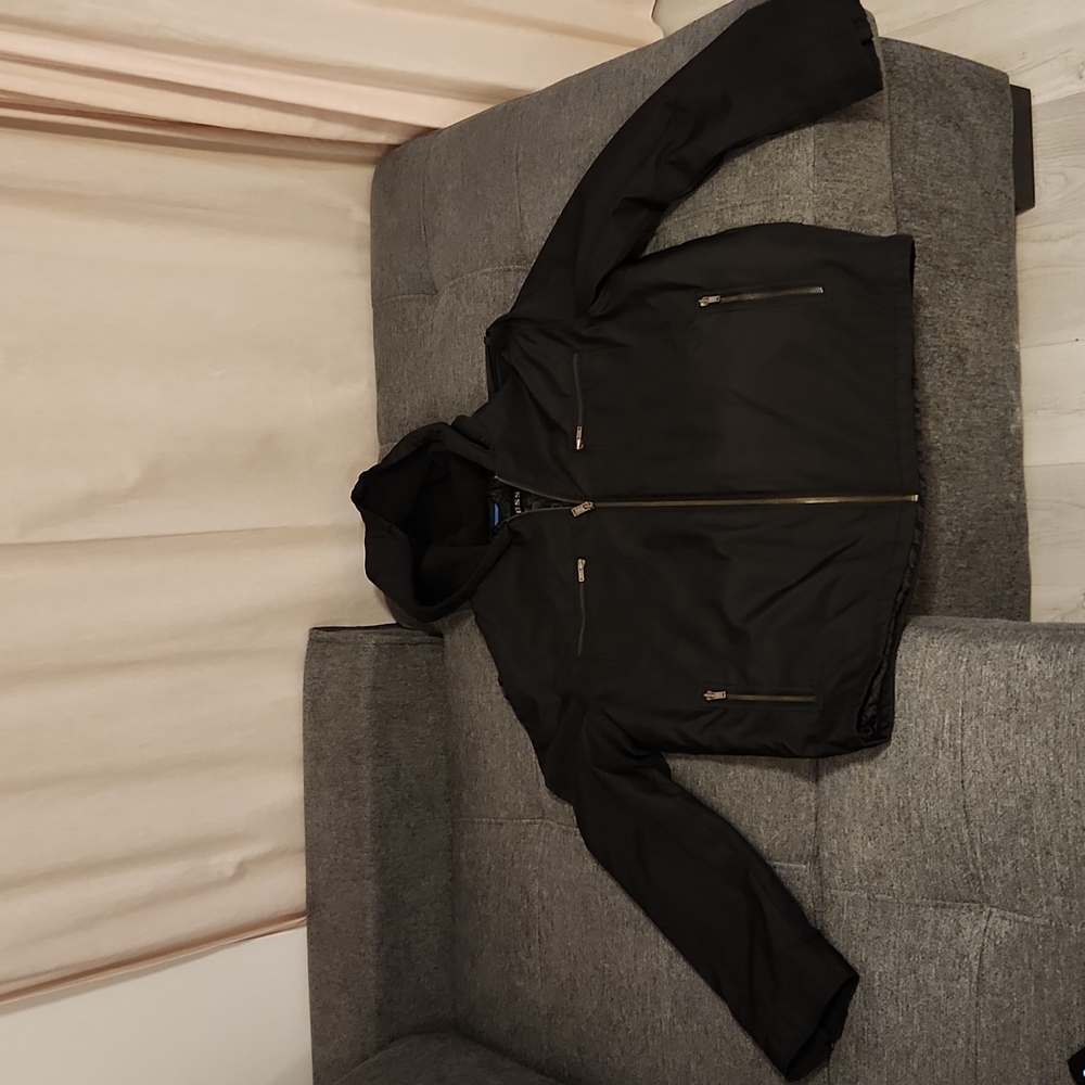 Guess  Autumn fall jacket coat black Large hood